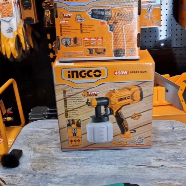 عرض خاص مسدس طلاء انجكو 450واط+فيساز 12فولط +قفازات 🧤 مجانا